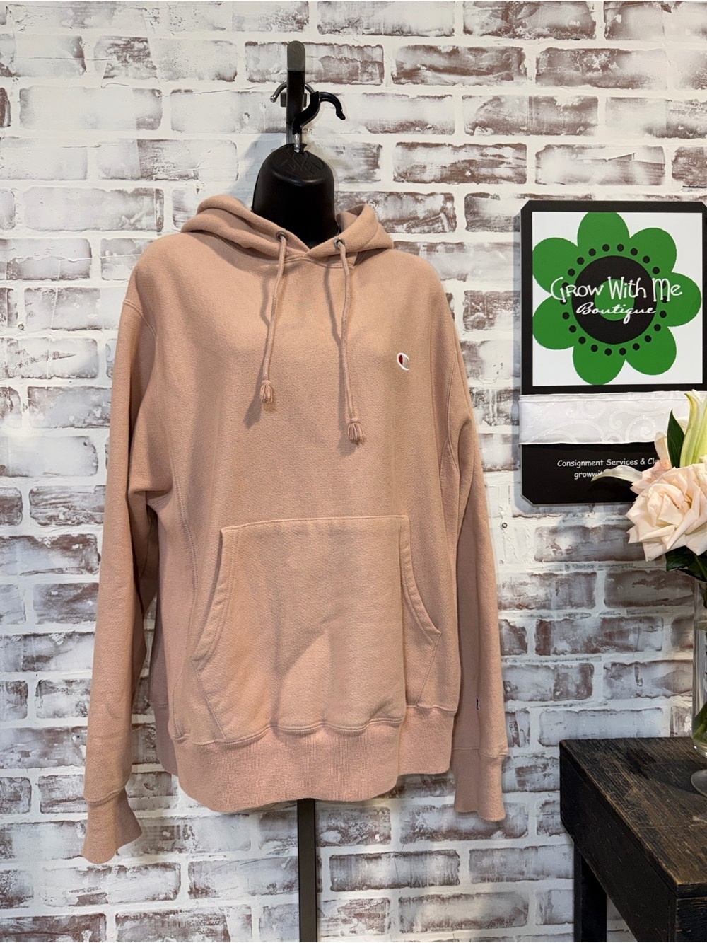 Champion Women's Pullover Hoodie in Blush medium